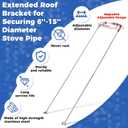 Extended Chimney Roof Bracket Stainless Steel 6"-15" Chimney Stove Pipe Bracket Support Kit for Stability, Adjustable Legs, Against Wind & Snow (Silver)
