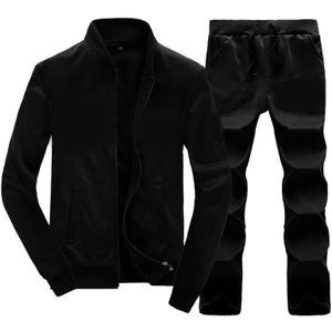 Lavnis Men's Casual Tracksuit Long Sleeve Running Jogging Athletic Sports Set (X-Large, Black)