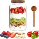 Large Glass Coffee Storage Jar with Lids Spoon Thicken Glass Coffee Canister Borosilicate Glass Food Containers for Ground Coffee Beans Nut Pasta Sugar Candy Spice Rice Loose Tea (2800ml/94oz)