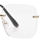 Oversized Square Frameless Reading Glasses for Women, Fashion Large Frameless Metal Readers, Big Borderless Eyewear (Gold-18)