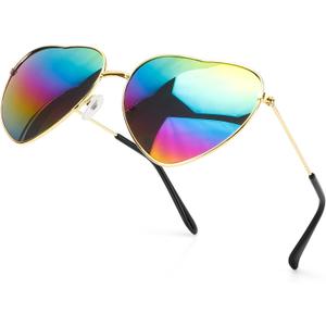Heart Sunglasses Womens Trendy Sunglasses for Women Halloween Party Favors Fashion Cute Cool Metal Frame