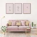 KISSFOX 3 Piece Framed Wall Art Botanical Wall Decor Pink Floral Pictures Wildflower Canvas Art Striped Minimalist Paintings Boho Artwork For Girly Room Bedroom Apartment Dorm Living Room, 16x24 In Natural Framed