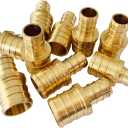 LTWFITTING No Lead Brass PEX Crimp Fitting 1-Inch x 1-Inch x 3/4-Inch PEX Tee (Pack of 4)