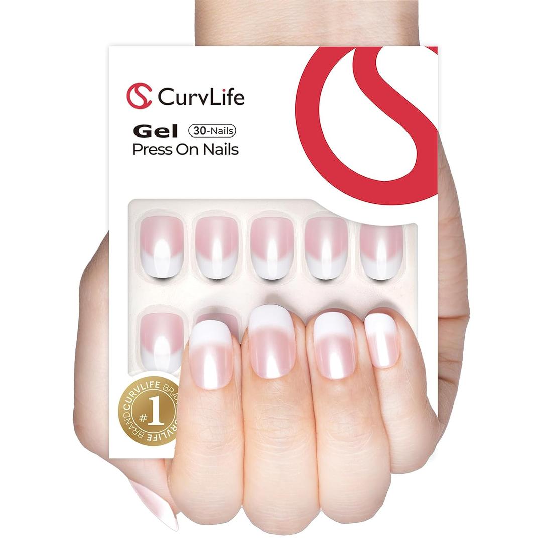 Curvlife Soft Gel Press on Nails Gel Fake Nails, French Style Design Full Cover False Nails for Women Reusable Nail Kit with Nail Glue Adhesive Tabs Nail File (0.1 Fl Oz (Pack of 1)) Curvlife Soft Gel Press on Nails Gel Fake Nails, French Style Design Full Cover False Nails for Women Reusable Nail Kit with Nail Glue Adhesive Tabs Nail File (0.1 Fl Oz (Pack of 1))