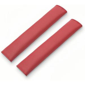 2PCS Car Seat Belt Cover Perforated Red LeatherBreathable Leather Soft Harness Pad Protect Neck and Shoulder Universal for Car, SUV (12 in)