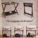 Luggage Rack, Fully Assembled Bamboo Foldable Suitcase Stand for Guest Room, 26.7-Inch Luggage Holder with Storage Shelf & 5 Nylon Straps, for Bedroom and Hote (1 Pack - Brown)