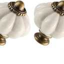 Zernmiarder Antique White Pumpkin Knobs 8 Pack Ceramic Cabinet Knobs Vintage Drawer Pulls - Antique Dresser Pulls with Screws for Closet Drawer Cupboard Cabinet and DIY Home Project