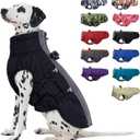 Medium Dog Coat - Warm Zip Up Snowsuit Dog Harness Vest, Reflective, Water-Resistant, Black (Medium (Chest: 20.9"))