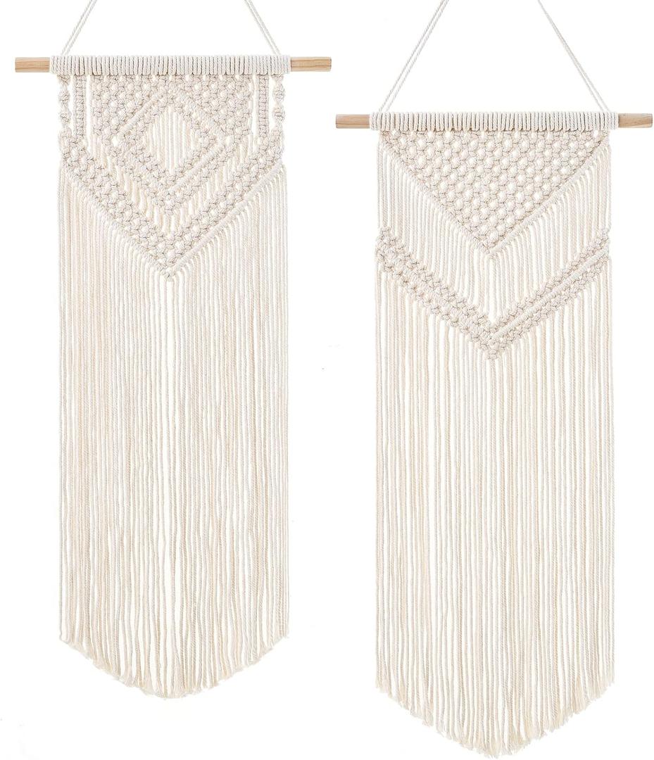 Dahey 2 Pcs Macrame Wall Hanging Woven Tapestry Wall Art Decor - Beautiful for Boho Home Decor, Apartment, Nursery, Party Decorations, 26" L13" W, Medium