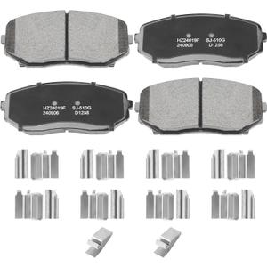 HZ1258 Blue Ceramic Disc Brake Pad Set With Hardware - Compatible With Select Ford Edge; Lincoln MKX; Mazda CX-7, CX-9; FRONT