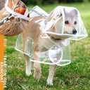 2 x Dog's Transparent Raincoat for Small and Medium Pets Rain Jacket with Harness Hole Puppy Waterproof Coat,Transparent,Large