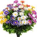 10 Bunches Outdoor/Indoor Artificial Flowers,Plastic Flower,Daisy Imitation Flower Bouquets,Uv-Resistant Artificial Flower Shrubs for Wedding,Garden,Home,Porch,Planter,Front Door,Patio,Balcony Decor