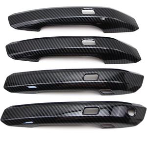 Dreamseek 4Pcs Door Handle Decoration Cover Compatible with Audi Q5 SQ5 2018-2023, A4 A5 2017-2023 Allroad Sportback Cabriolet Carbon Fiber Style with Smart Keyhole