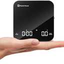 Rechargeable Mini Coffee Scale with Timer, Maestri House Espresso Scale, 2kg/0.1g Accurate Scale for Espresso and Pour-Over Coffee, Portable Digital Kitchen Scale with Automatic Timing（Black&Silver）
