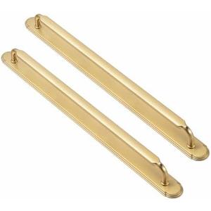 Goo-Ki 2 Pack Champagne Bronze Cabinet Handles with Backplate, 12-3/5 Inch Hole Center Kitchen Drawer Pulls with Base Plate Zinc Alloy Solid Hardware