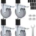ERKOON 4 Inch Prep Table Caster Wheels Set, 4 Heavy Duty Expanding Stem Casters Fit 7/8", 1", 1-1/2", 1-5/8" Tube Leg with Brake for Stainless Steel Table, Cart, Furniture Legs, Kitchen Workbench