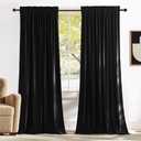 NICETOWN Halloween Black Velvet Blackout Curtains 96 inch Long for Bedroom and Living Room, Thermal Curtains Solid Heavy Rod Pocket Drapes/Window Treatments for Hall, Theater  52 W 1 Panel