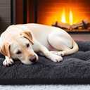 Small Dog & Cat Bed, Washable Warm Winter Fluffy Heated Calming Dog Crate Bed for Small Size Pets, Supportive Plush Crate Pad for Dogs (18 * 12", Dark Grey)