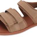 WHITIN Womens Sandals Comfortable Wide Width Beach Sandles Straps with Adjustable Hooks Size 6 Barefoot Hiking Walking Flat Water Shoes Minimalist Vacation Zero Drop Sport Light Brown 36