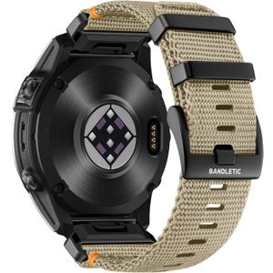 Bandletic Compatible with Garmin Instinct Watch Bands - 22mm Quick Fit Rugged Nylon Replacement Band for Fenix 8 E 47mm/7 6 Pro/5 Plus/Instinct 2 3 E 45mm/Forerunner 970 965/Approach S70 S62/Epix Pro (Khaki)