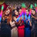 HONLYNE 120 PCS Foam Glow Sticks with 3 Modes Colorful Flashing, LED Light Sticks, Glow in the Dark Party Suppliesfor Wedding, Raves, New Year Carnival