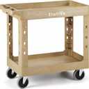 2-Tier Heavy Duty Utility Rolling Cart, 34 x 17 in, 5" Wheels, Sand