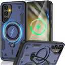 for Samsung Galaxy-S23-Case with Magsafe & [HD Screen Protector2][Anti-Fingerprint], 360 Metal Rotated Kickstand,Military Grade Shockproof Protective for Galaxy S23 Case,Blue