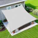 Amagenix Sun Shade Sail 12'X16' Curved Edge Outdoor Shade Canopy Light Grey Breathable 95% UV Block Shade Cloth for Patio Garden Backyard