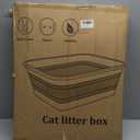 Large Cat Litter Box for Kittens to Senior Cat, Elderly and Fat Cat,Elderly cat Mobility Issues,Foldable Travel Litter Box with Scoop (Grey)