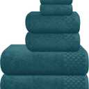 MyOwn Premium Cotton 6 Pack Towel Set for Bathroom, Contains 2 Bath Towels 28x55 inch, 2 Hand Towels 16x24 inch & 2 Wash Coths 12x12 inch, Ideal Everyday use, Compact & Lightweight - Teal