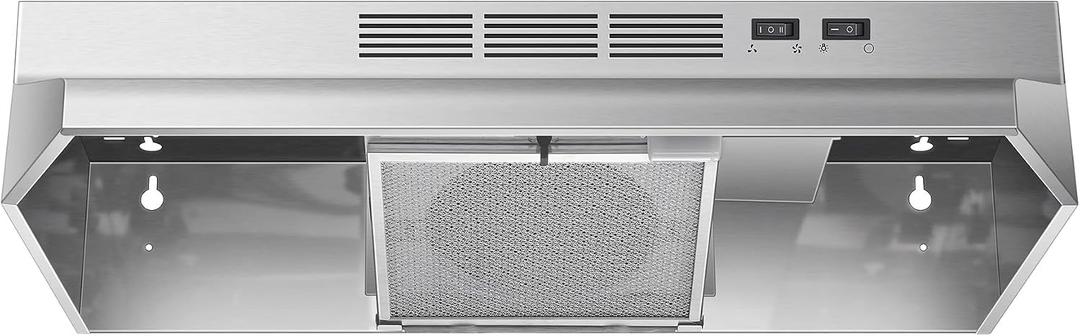 Tieasy 30 Inch Kitchen Stove Hood, 400 CFM Convertible Vent Hood (Ducted/Ductless) with 2-Speed Exhaust Fan, Rocker Switch Control, Stainless Steel Under Cabinet Mount with Multiple Venting Options