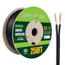 12/2 Low Voltage Landscape Lighting Wire, Outdoor Direct Burial Cable, 12 Gauge 2 Conductor, 250 Feet