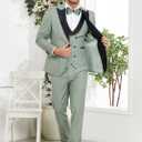 Men's Tuxedo Suit 3 Piece Slim Fit Suits with Bow Tie | Tuxedo jacket with black lapel,double breasted vest and pants,perfect for weddings, parties and business events