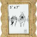 Woven Wicker Picture Frame, 5 x 7 inches with Zebra Design, Rattan Photo Frame with Bohe Style for Tabletop Display (5X7)