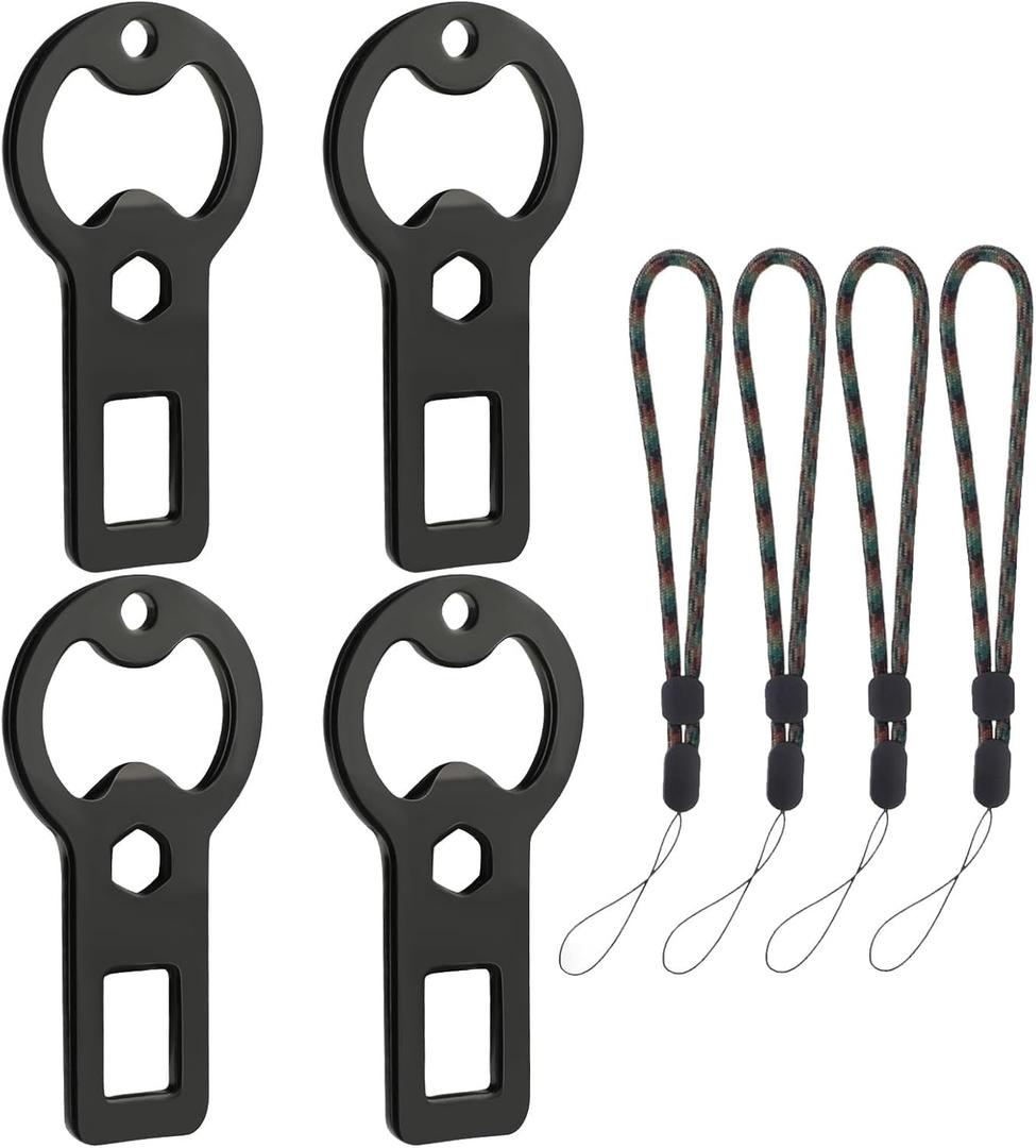4-Pack Portable Metal Bottle Openers with Lanyard for Outdoor Enthusiasts,Bartender,Kitchen,Home, Restaurant, Graduations, Anniversaries Bar & Parties (Black)