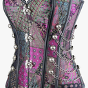 Charmian Women's Spiral Steel Boned Steampunk Gothic Bustier Corset with Chains Brown Medium