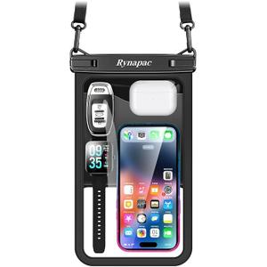 Rynapac 1 Pack Waterproof Phone Pouch - 10in Waterproof Phone Case with Lanyard, IPX8 Cell Phone Dry Bag Beach Cruise Ship Essentials for iPhone 17 16 15 Pro Max, Galaxy S25 S24 Ultra