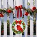 Eiflow Glass Diamond Art Hanging Kit for Adults Christmas, DIY Diamonds Painting Door Hanger Board Kit, 6x6inch Special Crystal Diamond Art Painting Pendant Ornament (Cardinal)