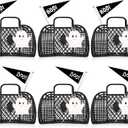 Gerrii 6 Pcs Large Halloween Trick or Treat Bucket Cute Ghost Boo Jelly Goodie Candy Gift Basket Tote Bag Bulk with Handle for Halloween Party Decor Supplies (Black)