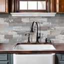 DEWOO Peel and Stick Rustic Backsplash Wall Tile Self Adhesive for Kitchen Farmhouse Faux Wood Look (10-Sheet, 13.5" x 11.4")