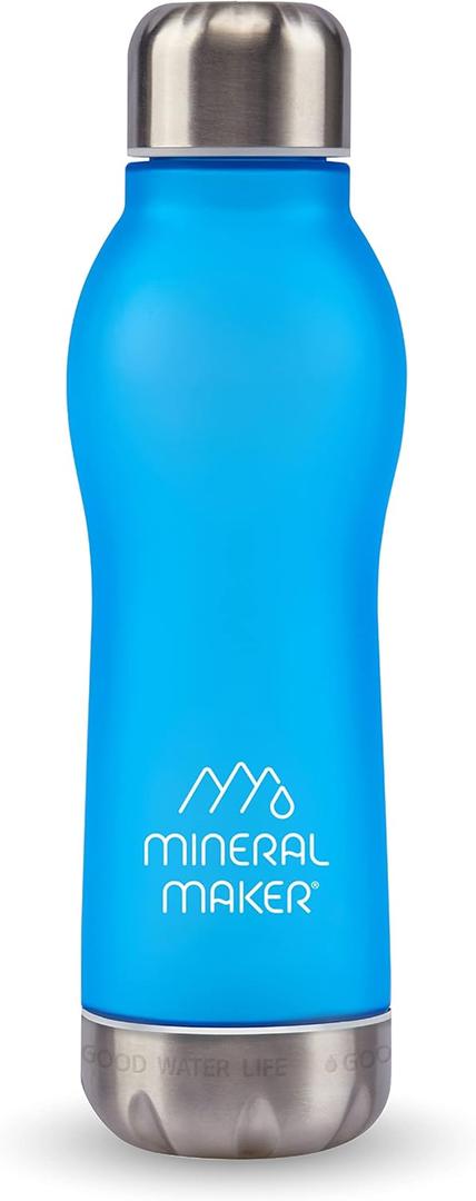 Magnesium Upgrade Alkaline Ion Mineral Water Bottle- 99.9% Pure Natural pH Water BPA Free Tritan Tumbler Coffee Sport Travel Office Outdoor Activities 500ml/16.90Oz (AQUA)