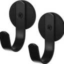 Magnetic Wreath Hanger, Magnet Wreath Hooks with Rubber Coated for Fridge Metal Front Door, Black, 2 Pcs