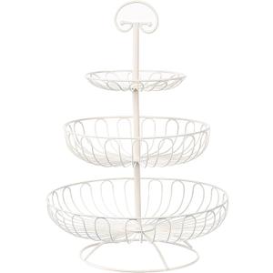 Juvale Countertop Fruit Bowl 3Tier Wire Fruit Basket  18.25 in Tall, White Metal, Classic Round Style  SpaceSaving Kitchen Organizer & Produce Stand with ToolFree Assembly & Carry Handle