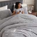 weigelia Fluffy Grey Comforter Full Size Ultra Soft Plush Fleece Grey Comforter Set Full Size, Luxury Fuzzy Bedding Comforter with 2 Pillowcases, Cozy Heavy Faux Fur Comforter Sets for All Season