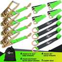 Trekassy 2in x 12ft Car Tie Down Straps for Trailers with Snap Hooks, 10,000lbs Break Strength, (4) Car Hauler Straps with Ratchets, (4) Axle Straps- Used for Car, Truck, UTV Transport