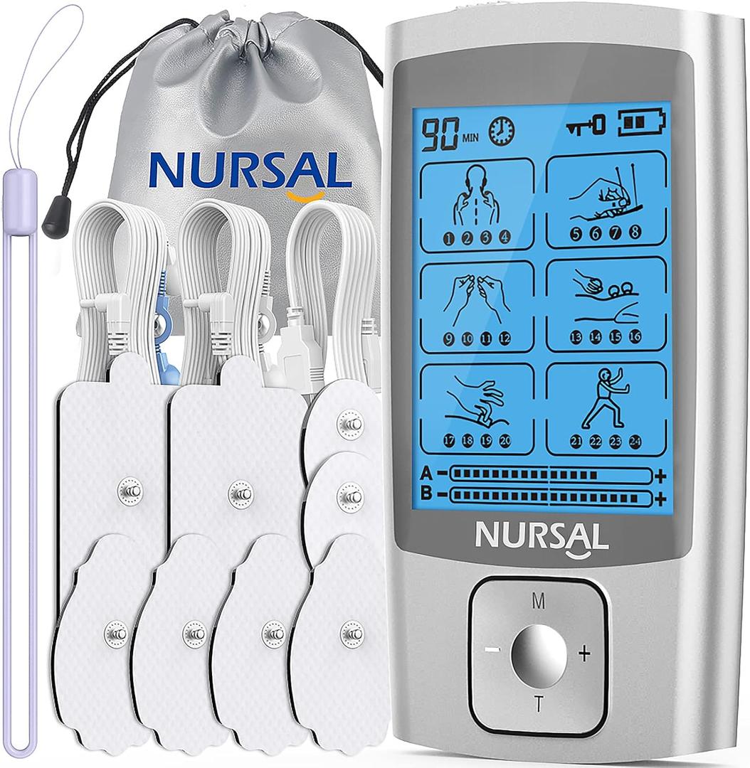 NURSAL TENS Unit Muscle Stimulator Machine for Pain Relief Therapy Product Electric Stim Massager for Back, Neck (FSA or HSA Eligible)