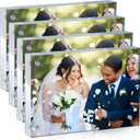 Yalikop 4 Pcs Clear Acrylic Picture Frames Magnetic Acrylic Photo Frame Thick Desktop Display Double Sided Freestanding Floating for Bedroom Living Room Home Office Store Supplies (3.5 x 5 Inch)