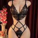 Exquisite Lace Bodysuit for Women - Sexy One-Piece with Feminine Charm. Alluring Design for Every Occasion (Black, S)