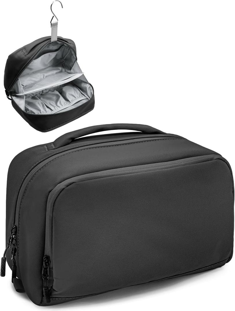 Large Hanging Travel Toiletry Bag for Men Women, 6L Dopp Kit Wide Open Cosmetic Makeup Bag Water-resistant Bathroom Shower Bags for Toiletries, Grooming, Shaving Organizer Bag (Medium, Black)