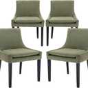 COLAMY Modern Dining Chairs Set of 4, Upholstered Corduroy Accent Side Chairs with Mid Back and Wood Legs for Living Room/Dining Room, Light Green